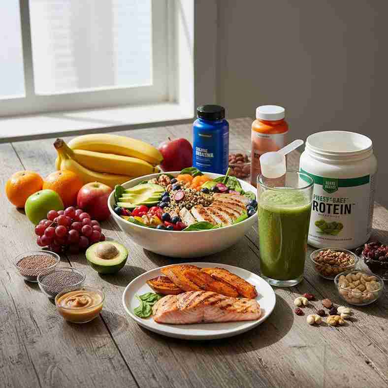 Healthy meal bowl with avocado and greens