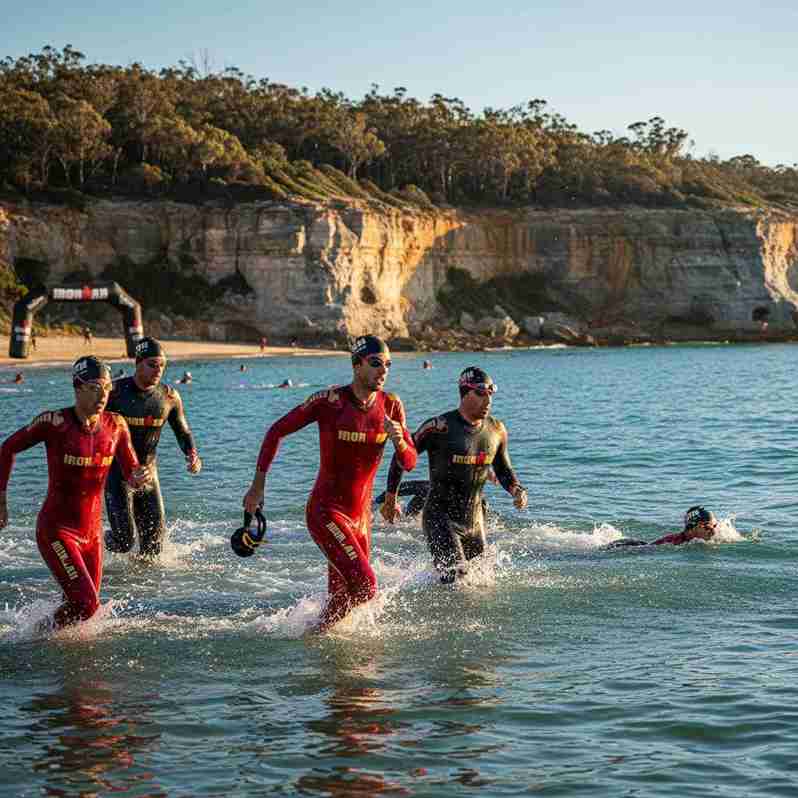 Swimmers competing in Ironman Western Australia
