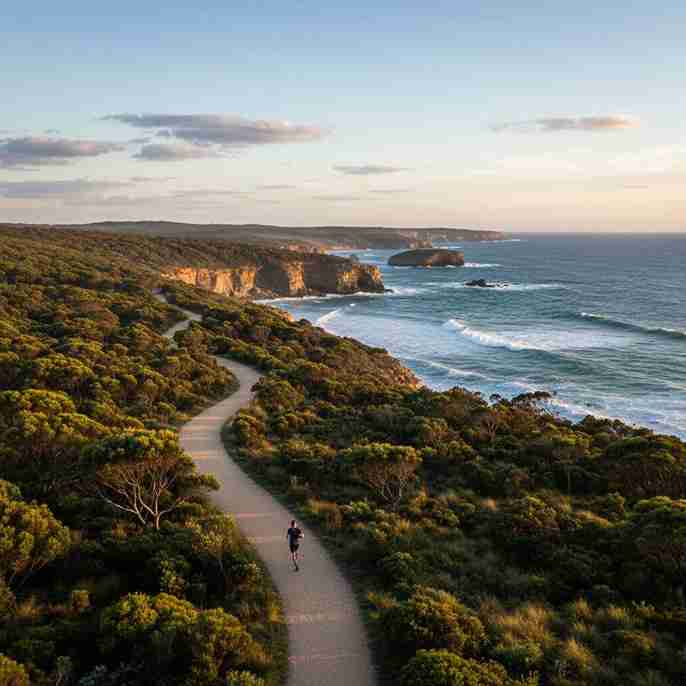 Scenic coastal running path in Victoria